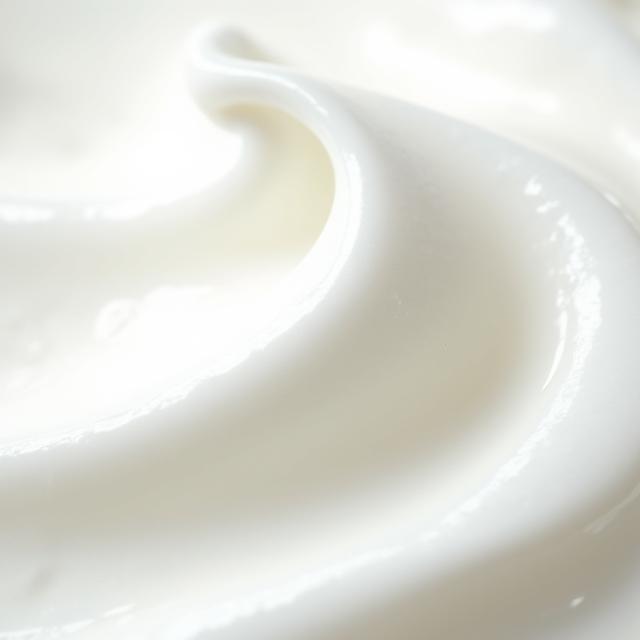 Macro de la textura rica y batida de una crema facial.